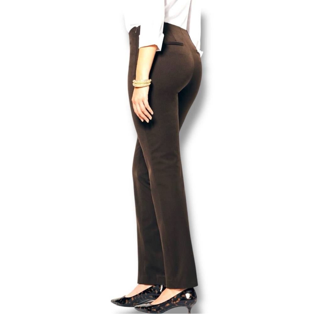Talbots Size 8 Cocoa Brown Bi-Stretch Straight Leg High Rise Side Zip Pants